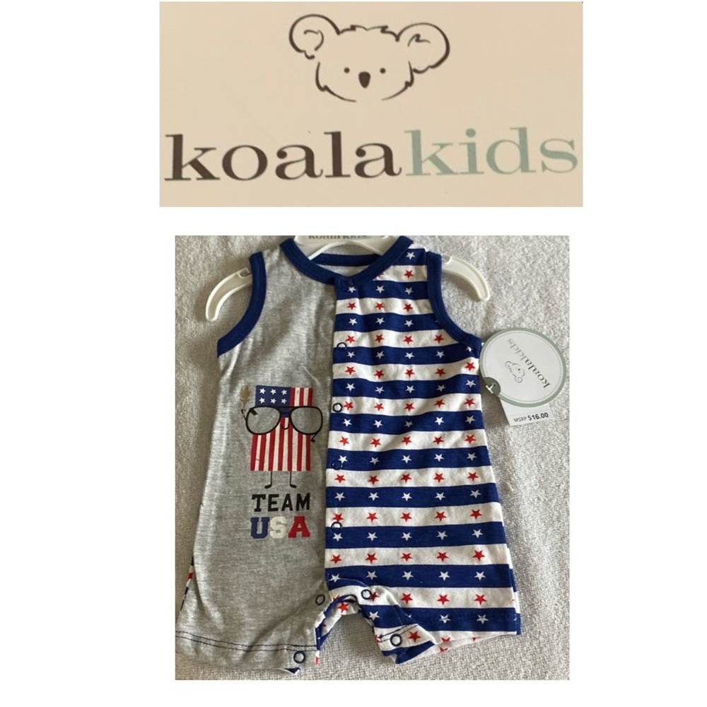 6/$20 Koala Kids 4th of July theme 1-Piece snap outfit. Size Newborn NWT